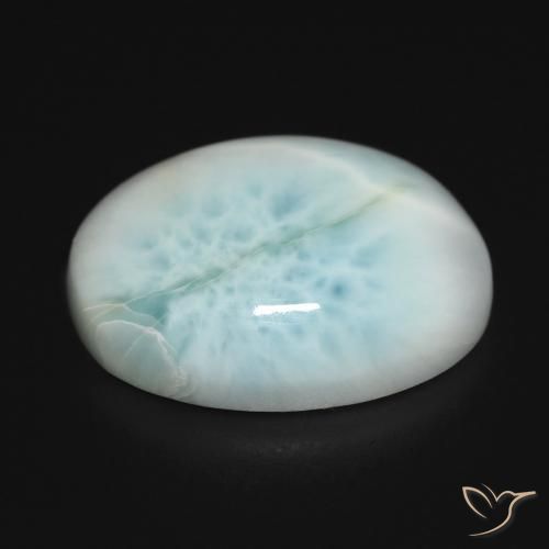 Larimar Blu verdastro chiaro naturale da 16.21 ct, Ovale, Opaco