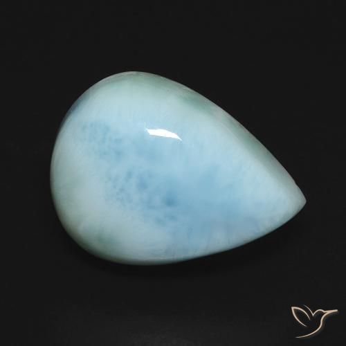 9.38ct Naturale Blu verdastro chiaro Larimar, Forma a pera, Opaco