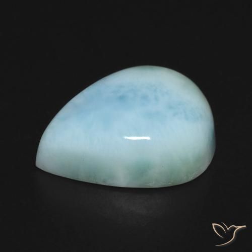Larimar Blu verdastro chiaro naturale da 9.38 ct, Forma a pera, Opaco