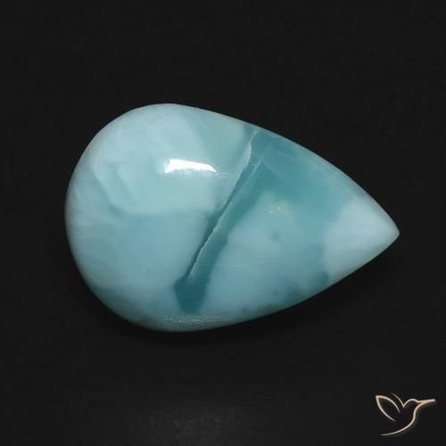 Larimar Blu verde naturale da 4.90 ct, Forma a pera, Opaco