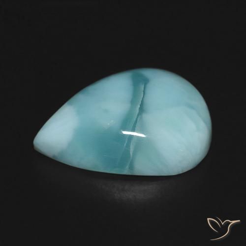 Larimar Blu verde naturale da 4.90 ct, Forma a pera, Opaco