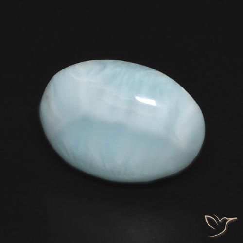 Larimar Blu verdastro chiaro naturale da 5.29 ct, Ovale, Opaco