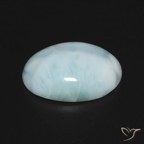 Larimar Blu verdastro chiaro naturale da 5.29 ct, Ovale, Opaco