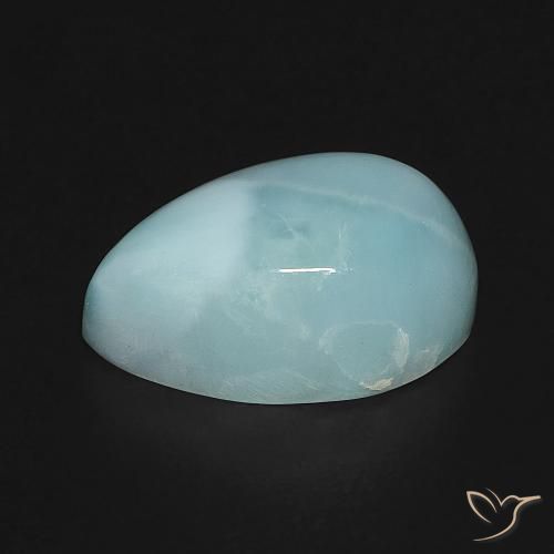 Larimar Blu verdastro chiaro naturale da 4.75 ct, Forma a pera, Opaco