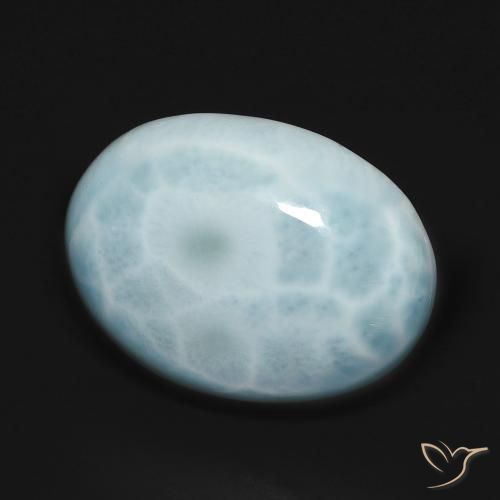Larimar Blu verdastro chiaro naturale da 16.42 ct, Ovale, Opaco