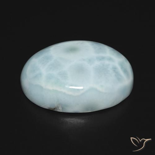Larimar Blu verdastro chiaro naturale da 16.42 ct, Ovale, Opaco