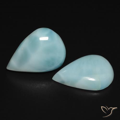 Gemme di Larimar Blu verde naturale da 7.32 ct, Forma a pera, Opaco