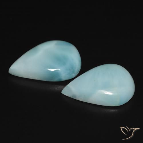 Gemme di Larimar Blu verde naturale da 7.32 ct, Forma a pera, Opaco