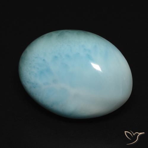 Larimar Blu verdastro chiaro naturale da 12.29 ct, Ovale, Opaco