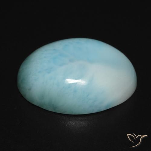 Larimar Blu verdastro chiaro naturale da 12.29 ct, Ovale, Opaco