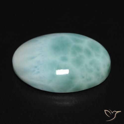 Larimar Blu verde naturale da 11.26 ct, Ovale, Opaco
