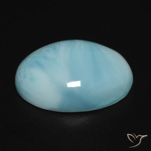 Larimar Blu verdastro chiaro naturale da 10.72 ct, Ovale, Opaco