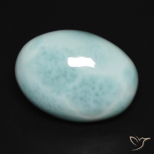 Larimar Blu verdastro chiaro naturale da 11.86 ct, Ovale, Opaco