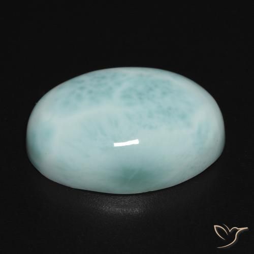 Larimar Blu verdastro chiaro naturale da 11.86 ct, Ovale, Opaco