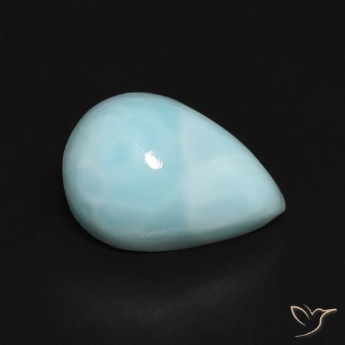 Larimar Blu verdastro chiaro naturale da 2.94 ct, Forma a pera, Opaco