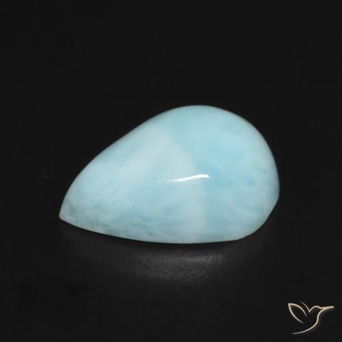Larimar Blu verdastro chiaro naturale da 2.94 ct, Forma a pera, Opaco