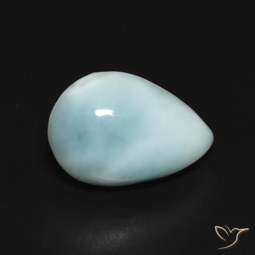 Larimar Blu verdastro chiaro naturale da 2.77 ct, Forma a pera, Opaco