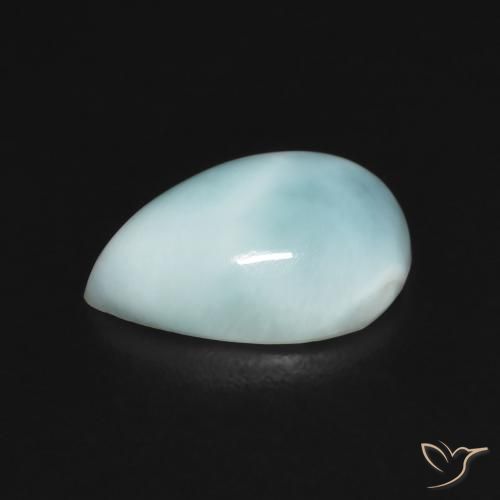 Larimar Blu verdastro chiaro naturale da 2.77 ct, Forma a pera, Opaco