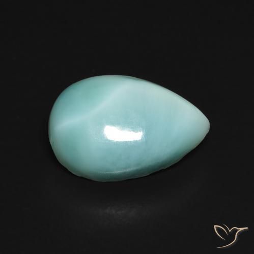 Larimar naturale turchese da 2,75 ct, taglio a pera, opaco