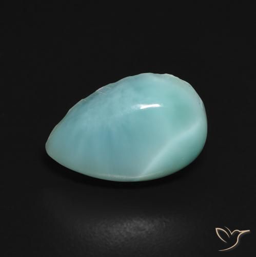 Larimar naturale turchese da 2,75 ct, taglio a pera, opaco