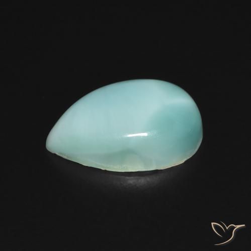 Larimar naturale turchese da 2,75 ct, taglio a pera, opaco