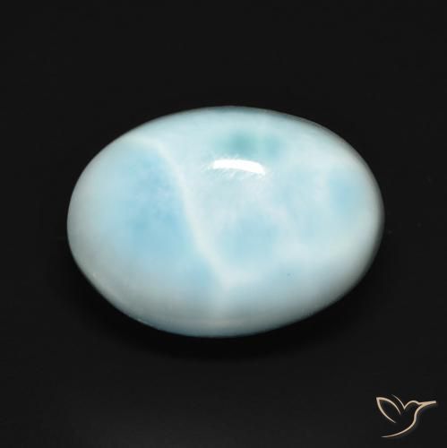 Larimar Blu verdastro chiaro naturale da 8.99 ct, Ovale, Opaco
