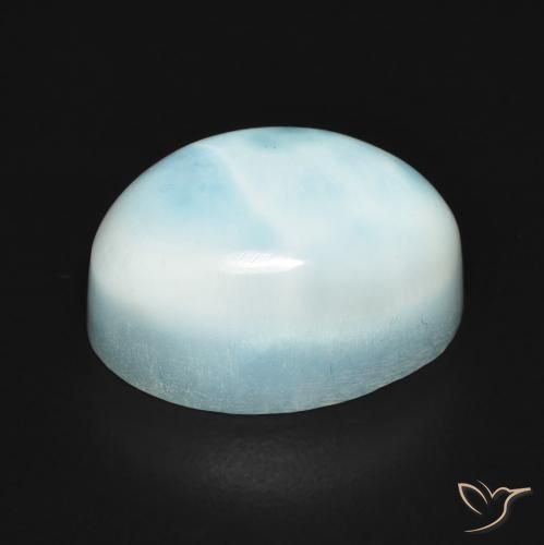 Larimar Blu verdastro chiaro naturale da 8.99 ct, Ovale, Opaco