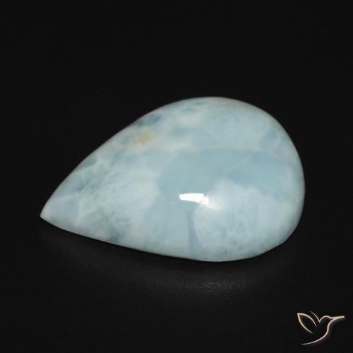 Larimar Blu verdastro chiaro naturale da 6.65 ct, Forma a pera, Opaco