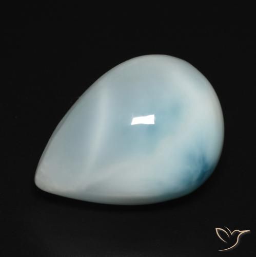 Larimar Blu verde naturale da 9.45 ct, Forma a pera, Opaco