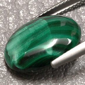 Malachite naturale verde da 7,84 ct, taglio ovale, opaco