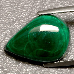 Malachite naturale verde da 11,44 ct, taglio a pera, opaco