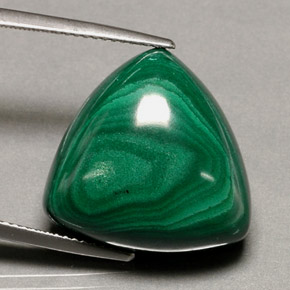 Malachite naturale verde da 34,16 ct, trillion, opaco