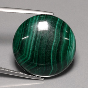 Malachite naturale verde da 42,90 ct, taglio rotondo, opaco