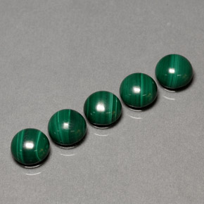 Malachite naturale verde da  ct, taglio rotondo, opaco