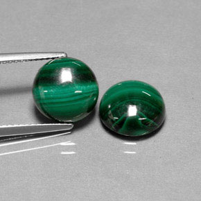 Malachite naturale verde da  ct, taglio rotondo, opaco