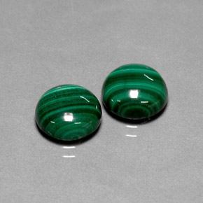 Malachite naturale verde da  ct, taglio rotondo, opaco