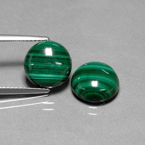 Malachite naturale verde da  ct, taglio rotondo, opaco