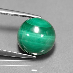 Malachite naturale verde da 7,38 ct, taglio rotondo, opaco