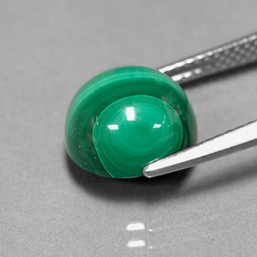 Malachite naturale verde da 7,38 ct, taglio rotondo, opaco