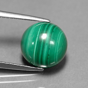Malachite naturale verde da 6,23 ct, taglio rotondo, opaco