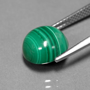 Malachite naturale verde da 6,23 ct, taglio rotondo, opaco