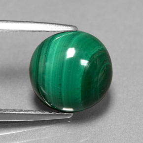Malachite naturale verde da 5,23 ct, taglio rotondo, opaco