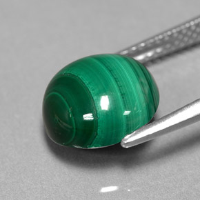 Malachite naturale verde da 5,23 ct, taglio rotondo, opaco