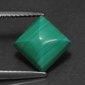 Malachite naturale verde da 3,31 ct, quadrato, opaco
