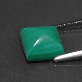 Malachite naturale verde da 3,31 ct, quadrato, opaco
