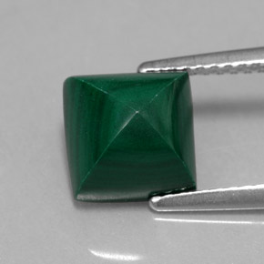 Malachite naturale verde da 3,95 ct, quadrato, opaco
