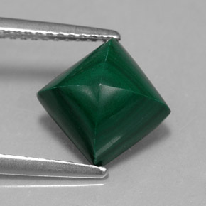 Malachite naturale verde da 3,95 ct, quadrato, opaco