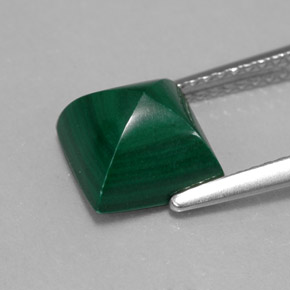 Malachite naturale verde da 3,95 ct, quadrato, opaco