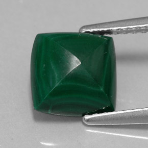 Malachite naturale verde da 2,91 ct, quadrato, opaco