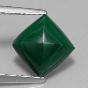 Malachite naturale verde da 2,91 ct, quadrato, opaco